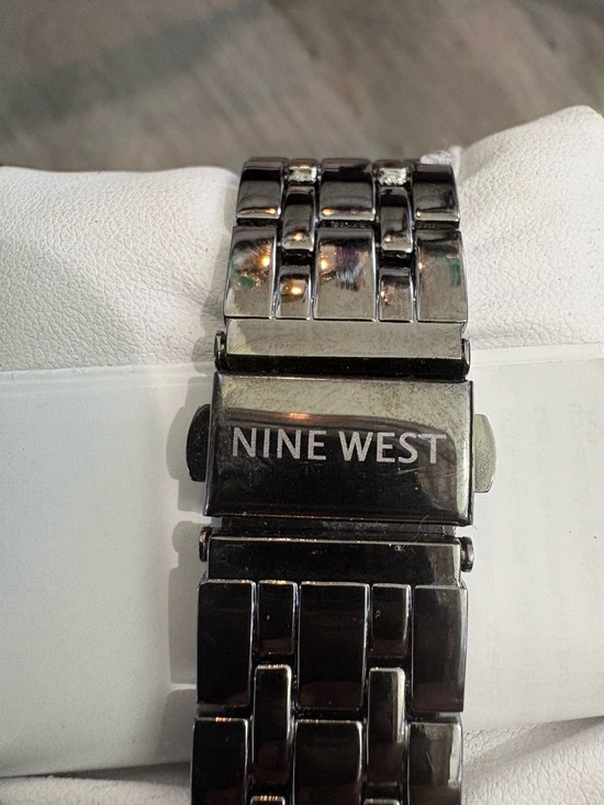 Women’s Nine West Black Metal Bracelet Watch with Pink Accents main image 6